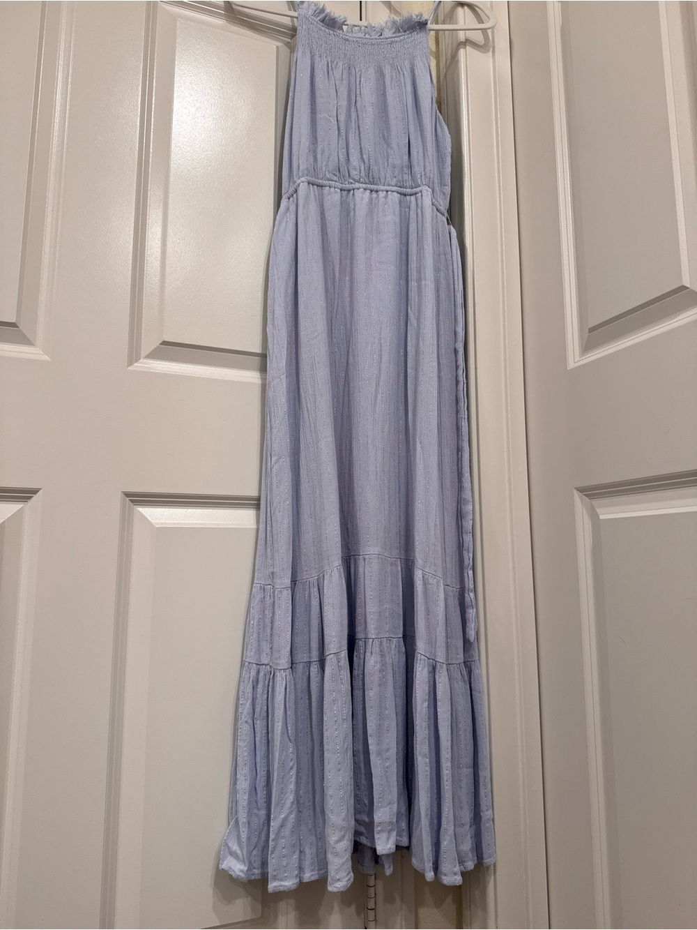 Melrose and Market Pale Blue Sleeveless Tiered Maxi Dress